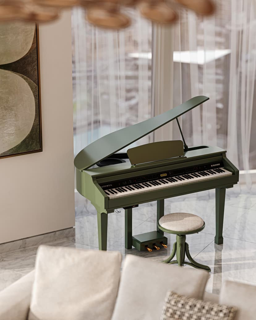 Elegant villa living room with ambient lighting