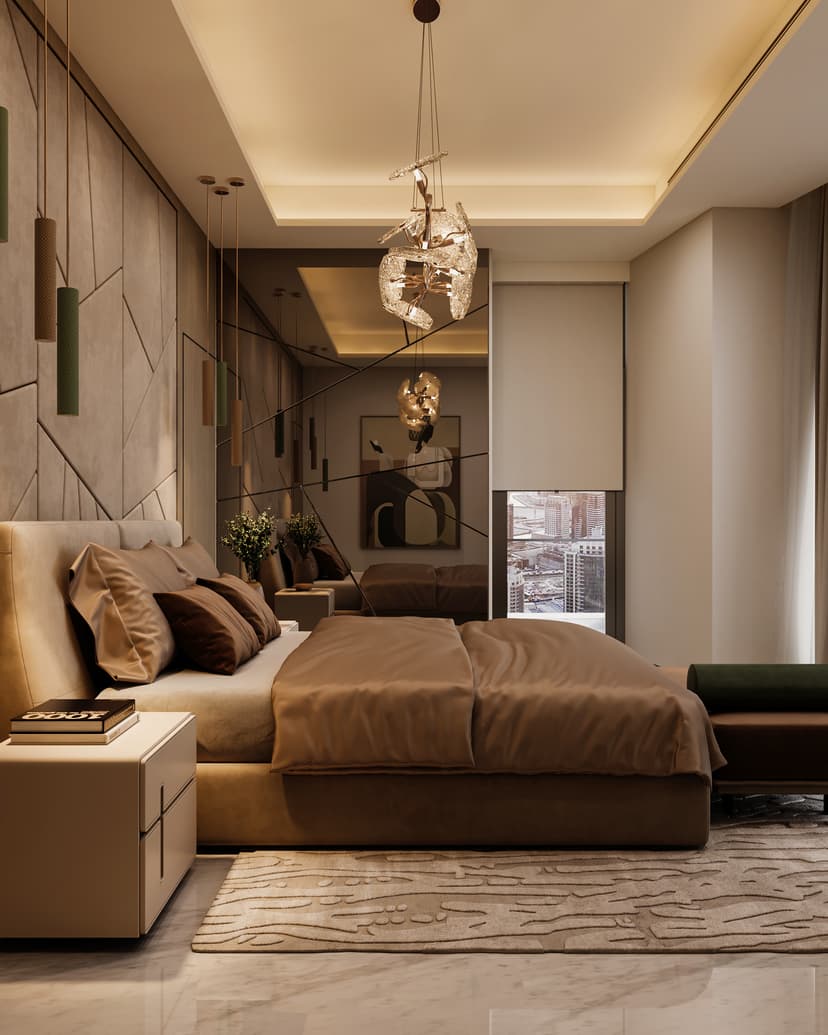 Master bedroom with ambient lighting