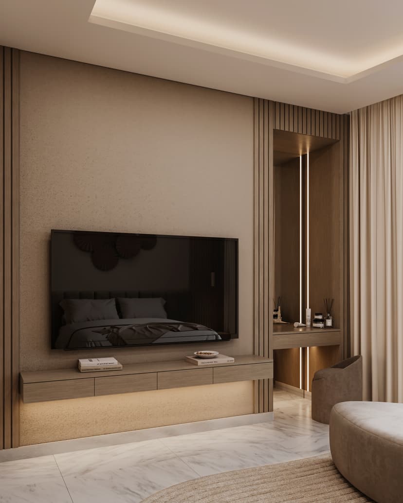 Bedroom 2 with warm palette