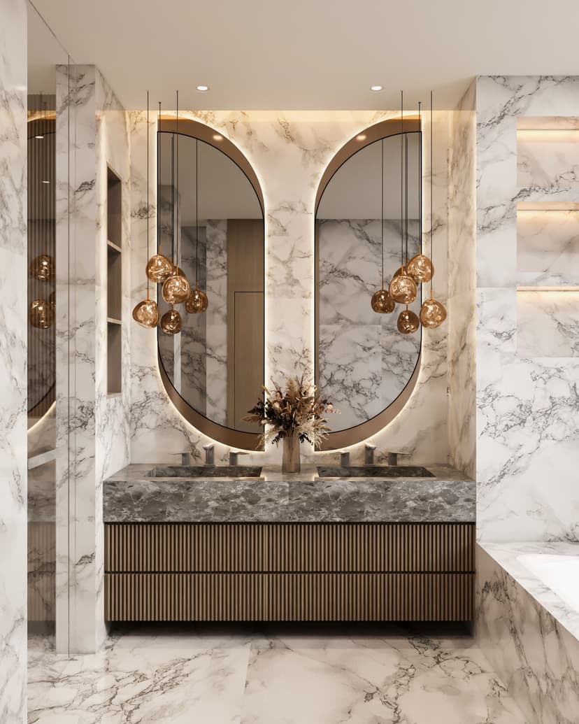 Master bathroom with marble finishes