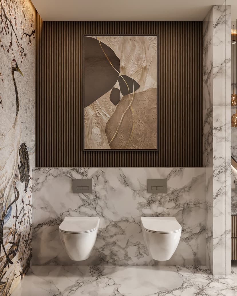 Master bathroom with marble finishes