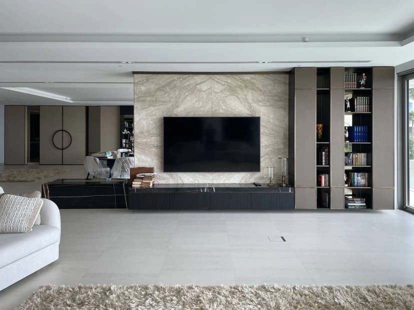 Elegant villa living room with ambient lighting