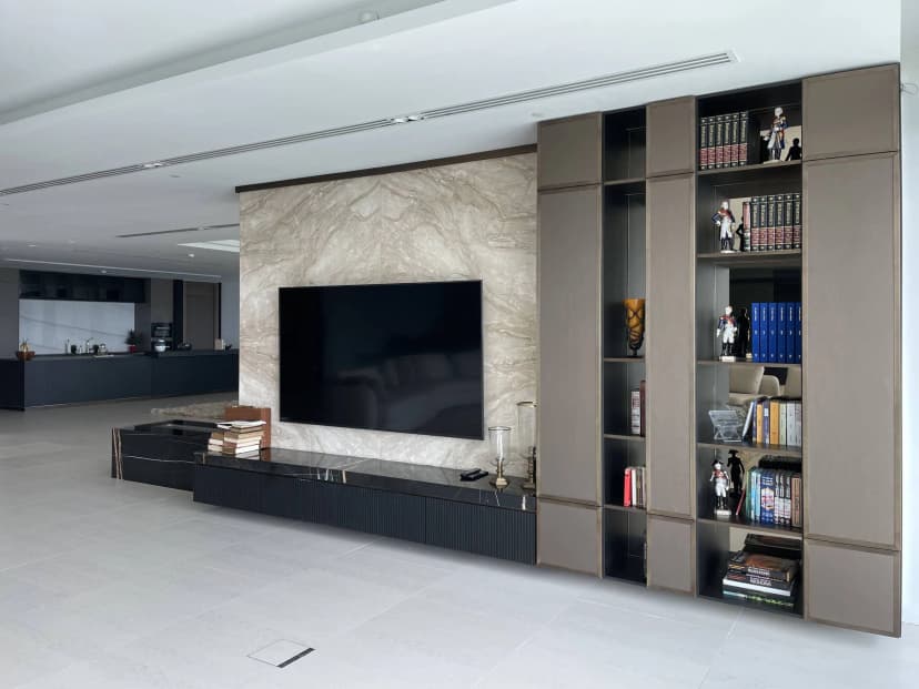 Elegant villa living room with ambient lighting
