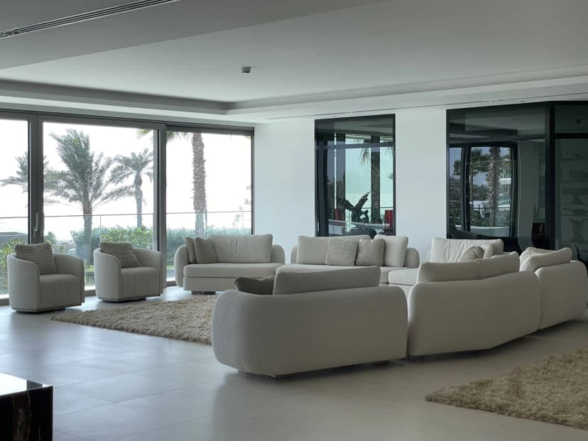 Elegant villa living room with ambient lighting