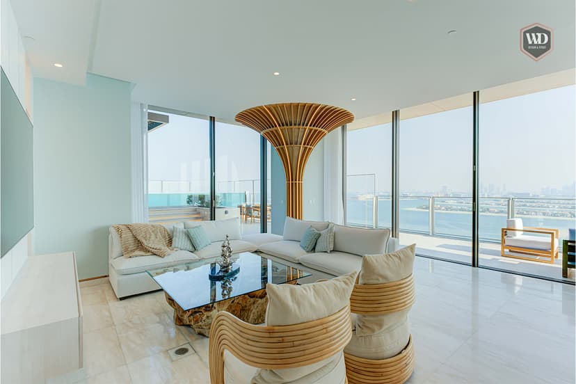 Elegant villa living room with ambient lighting