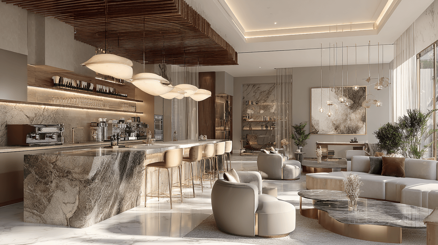 Efficient luxury apartment living room layout Dubai