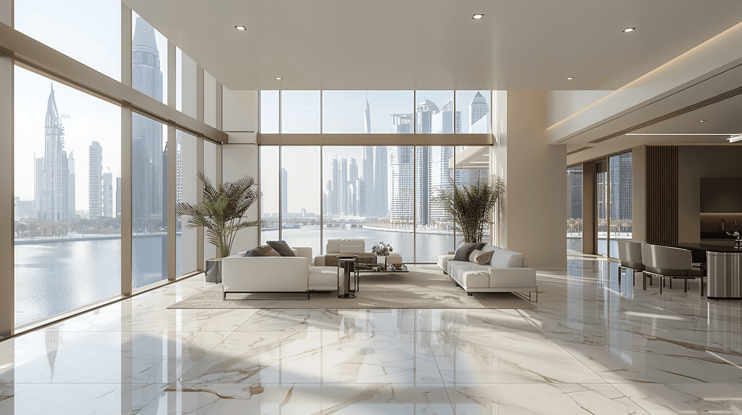 High-rise luxury apartment living room