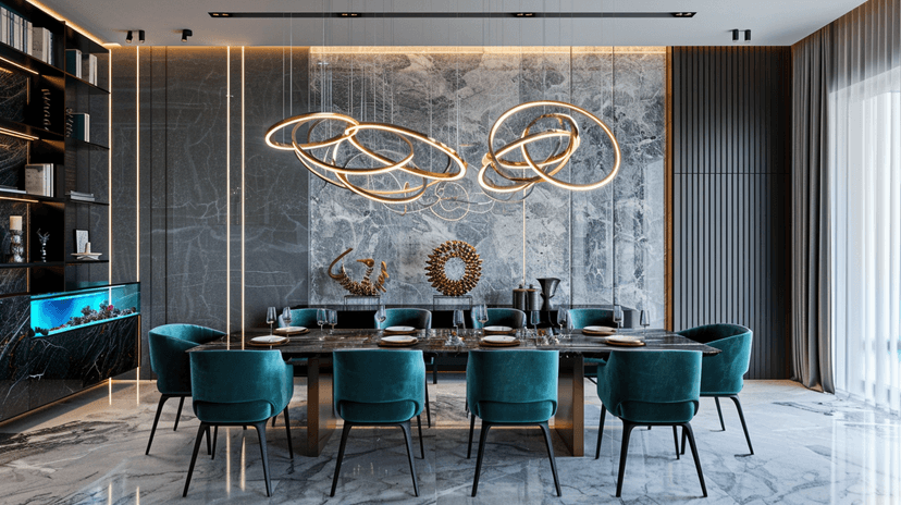 Private lounge with artistic wall décor and leather seating