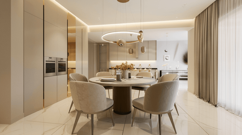 Luxury dining with golden fixtures