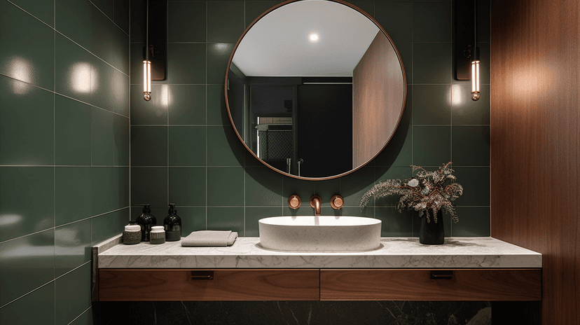 Luxury bathroom with golden fixtures