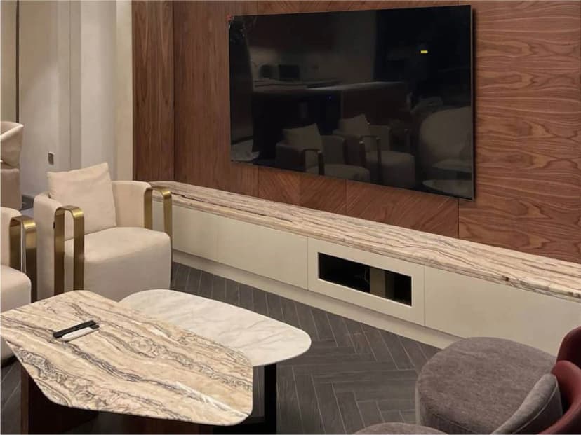 Elegant villa living room with ambient lighting