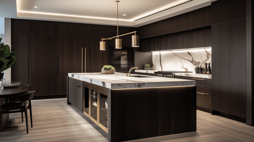 Private lounge with artistic wall décor and leather seating