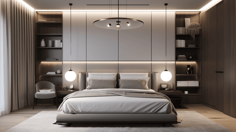 Elegant villa living room with ambient lighting
