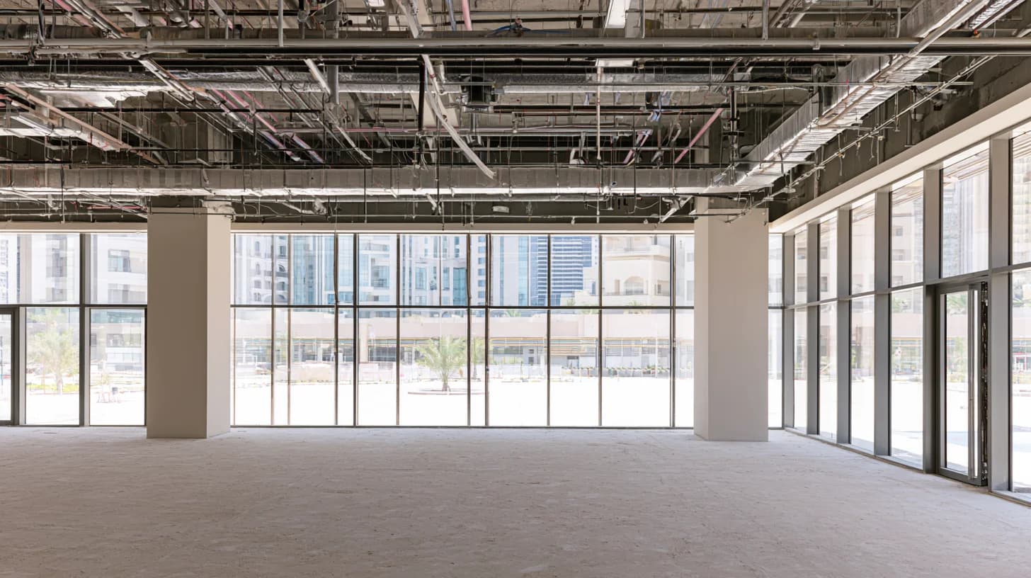 Empty shell-and-core cafe space in Dubai
