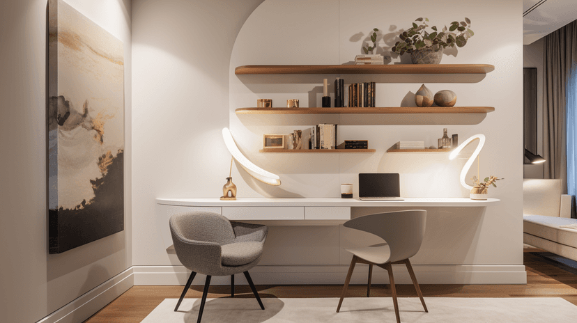 Modern kitchen design with marble countertops
