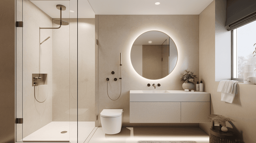 Bedroom with neutral tones and wall paneling