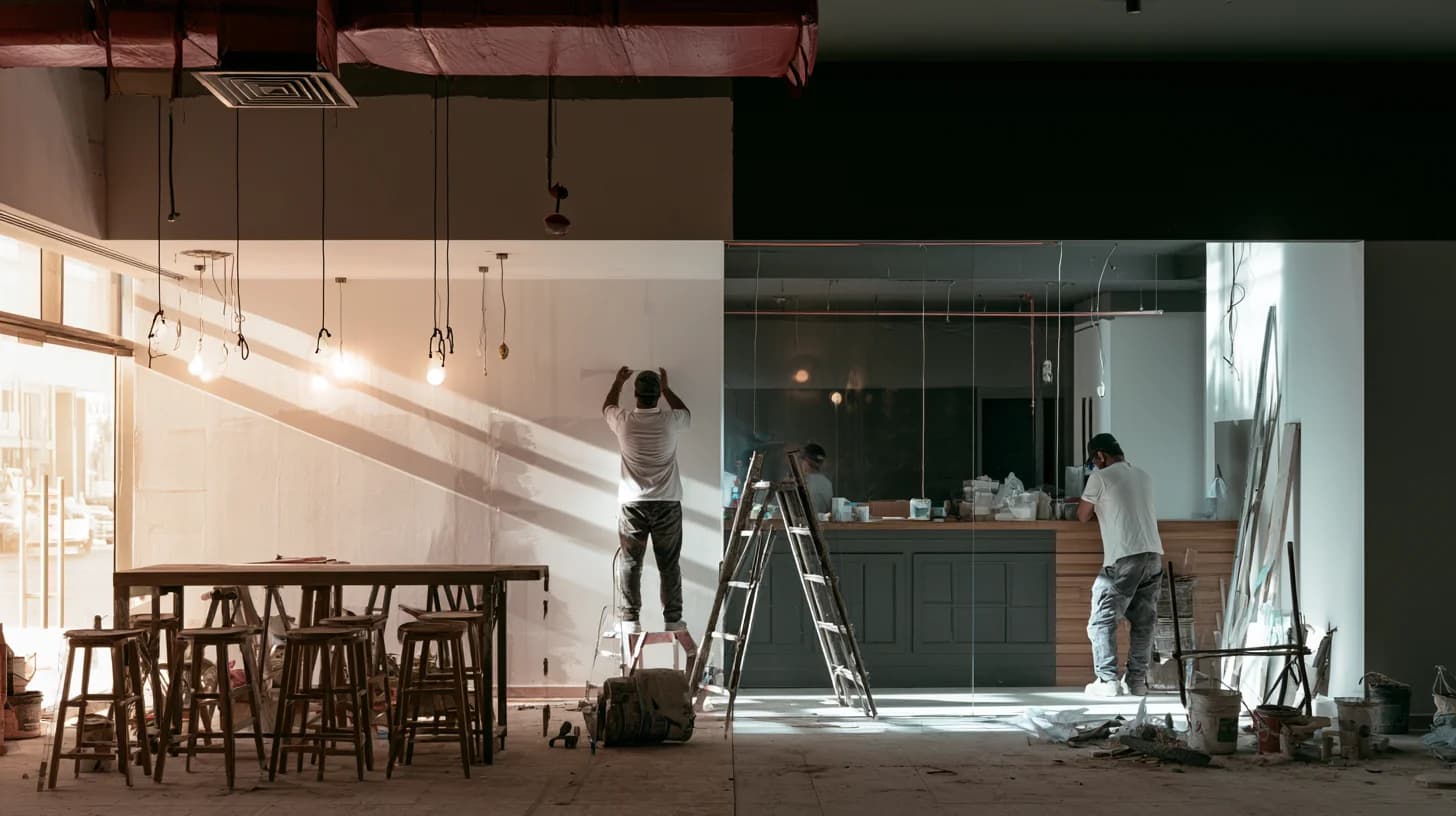 Commercial cafe fit-out construction site in Dubai