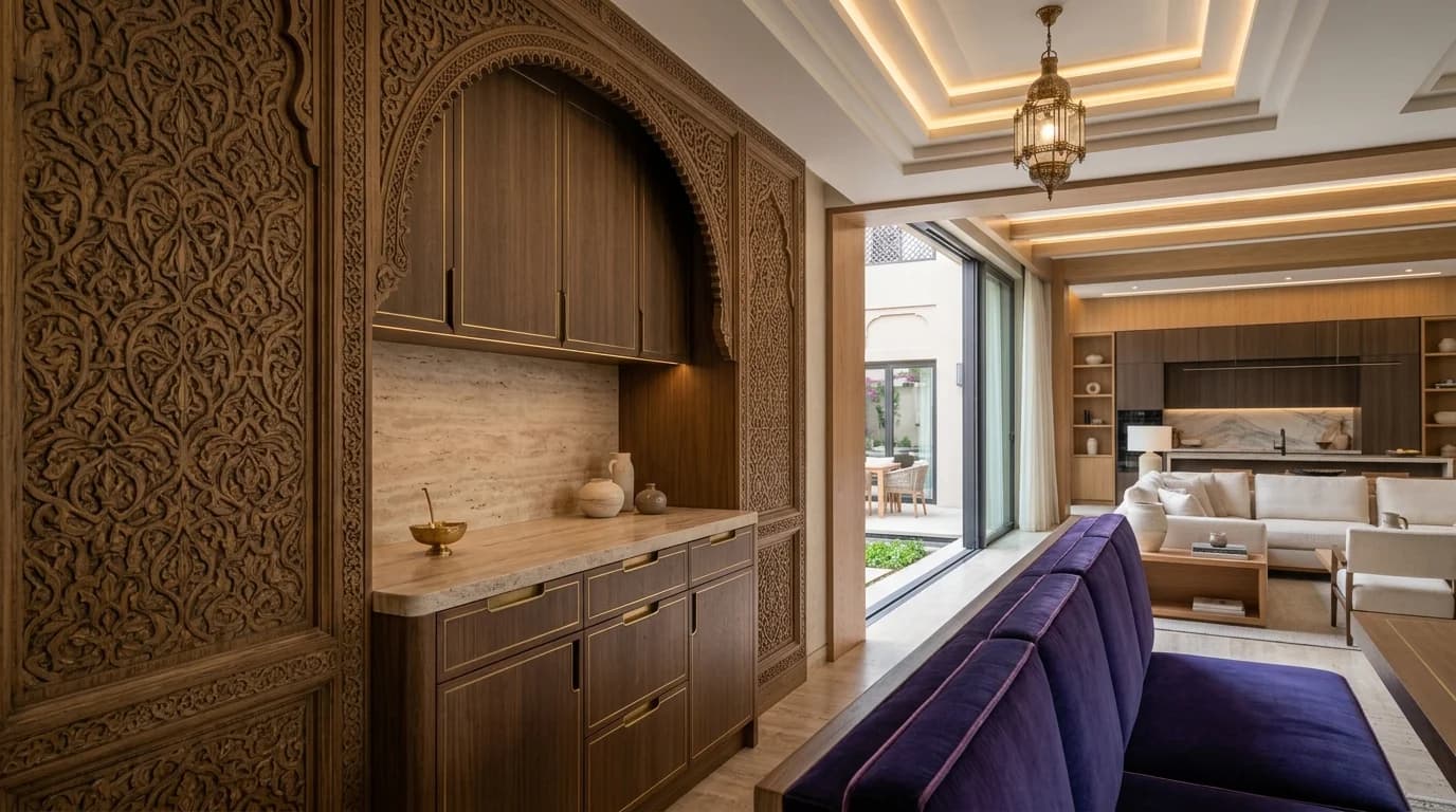 Custom carved joinery and premium finishes in a Jumeirah villa