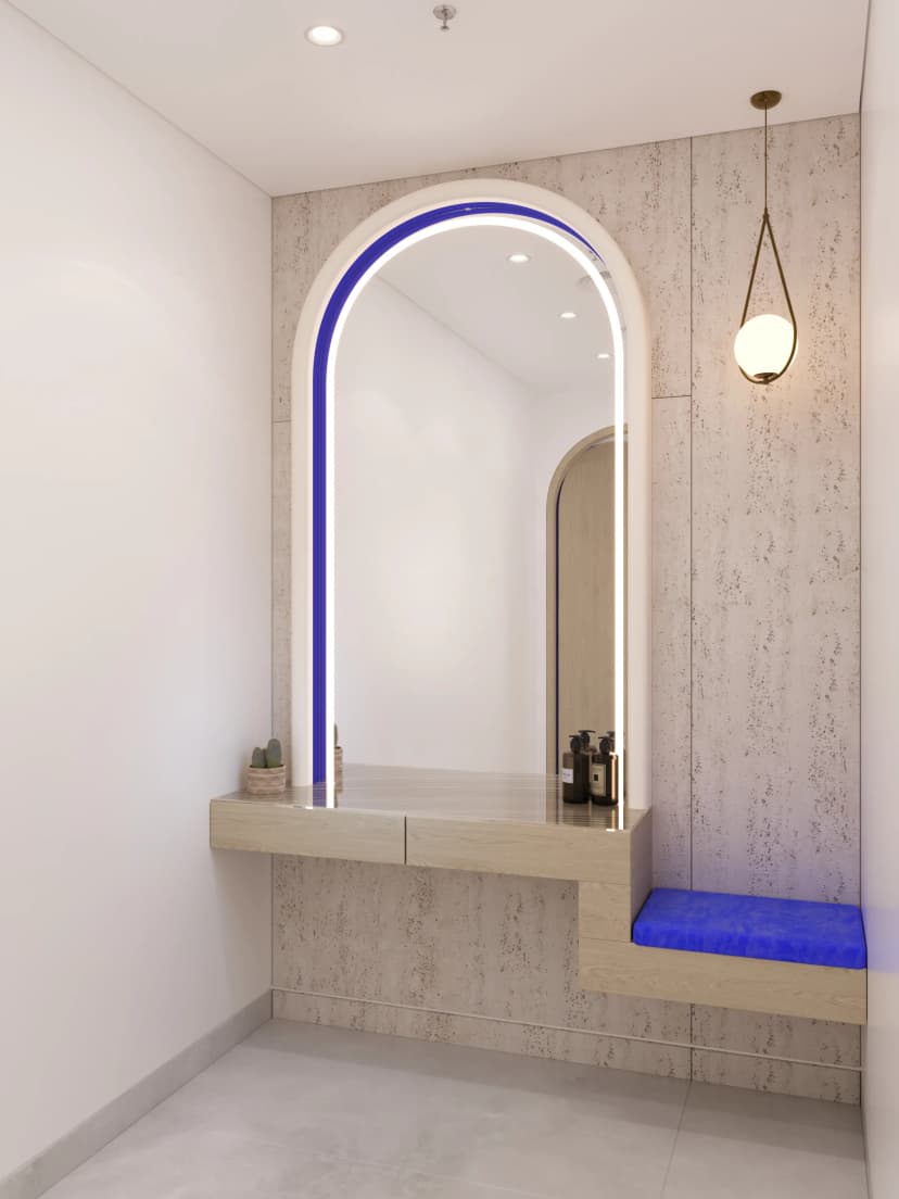 Bedroom with neutral tones and wall paneling