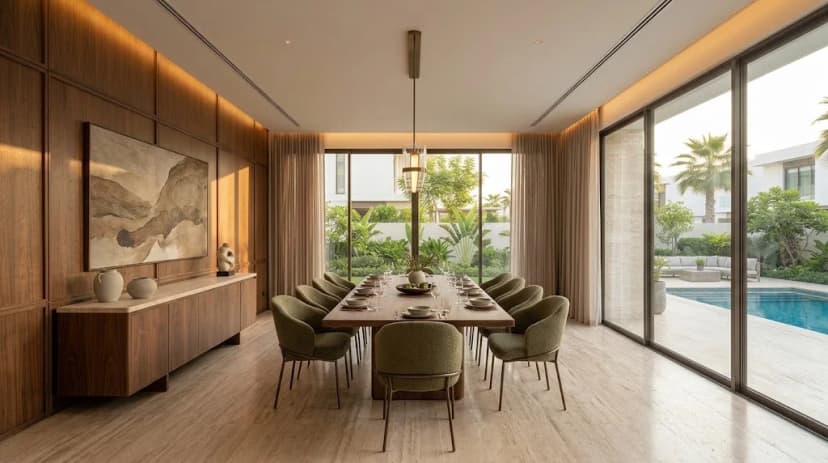 Contemporary dining room in a District One villa