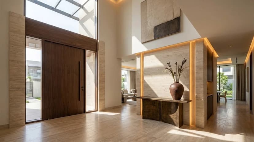 Double-height entrance foyer in a District One villa