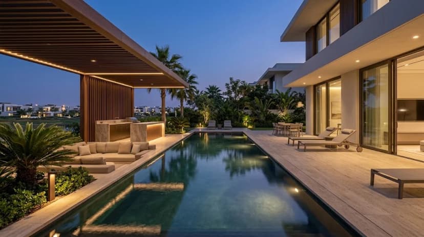 Contemporary outdoor terrace at a District One villa