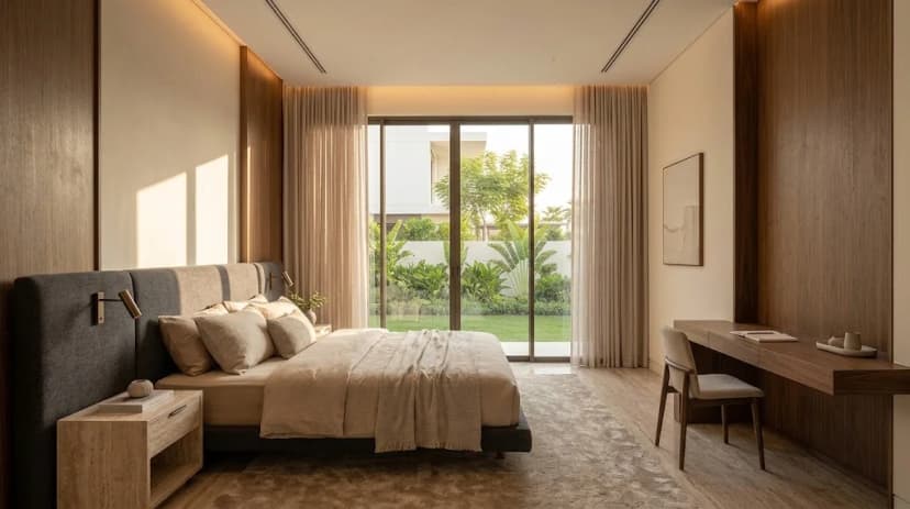 Contemporary second bedroom in a District One villa
