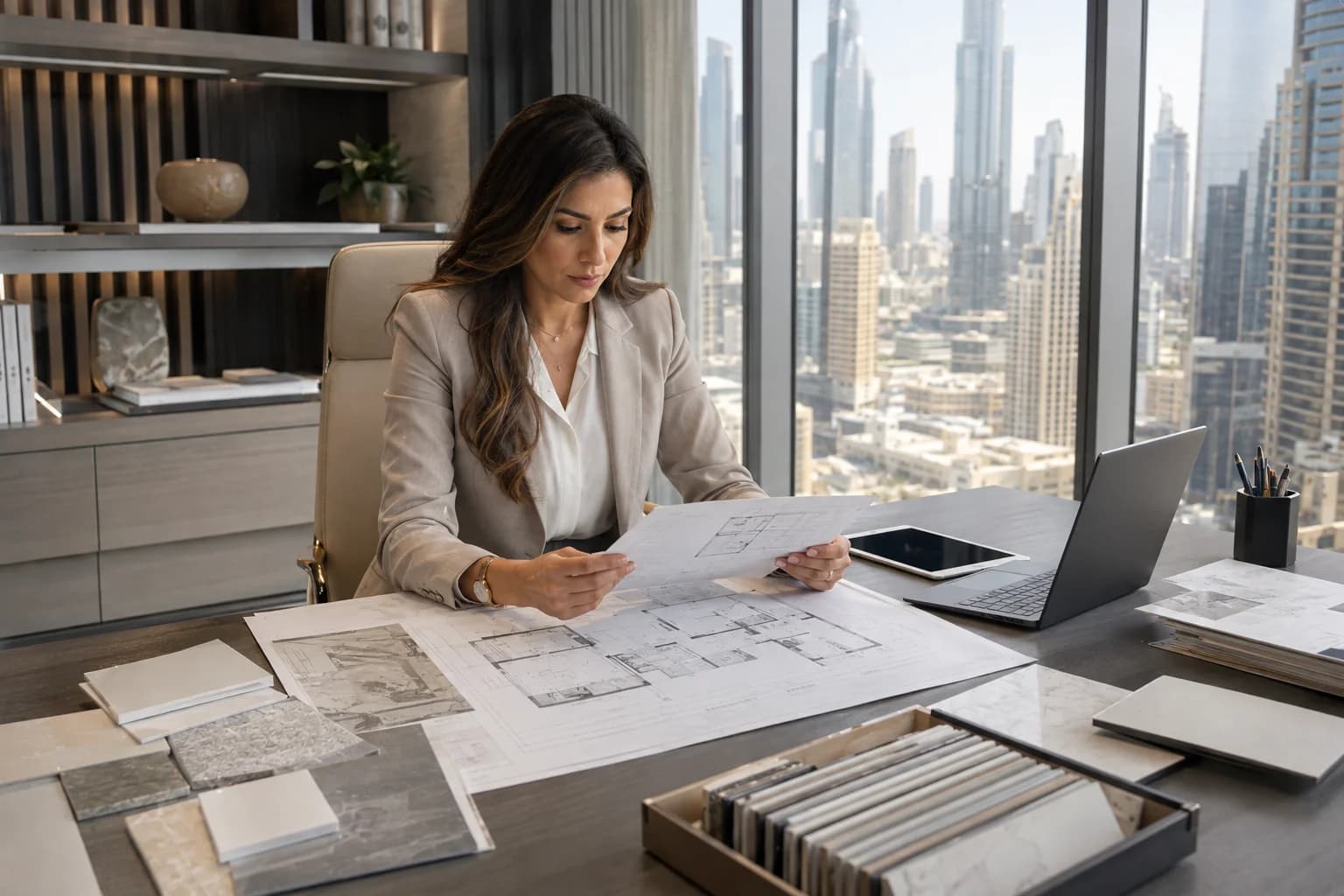 Bathroom renovation plans and approvals being reviewed in Dubai