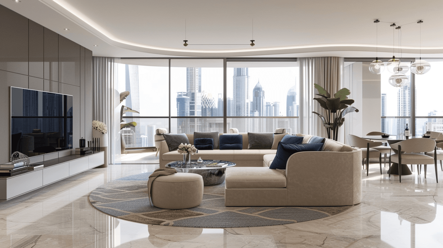 Emaar Address Harbour Point Living Dining Interior Design Dubai Creek Harbour