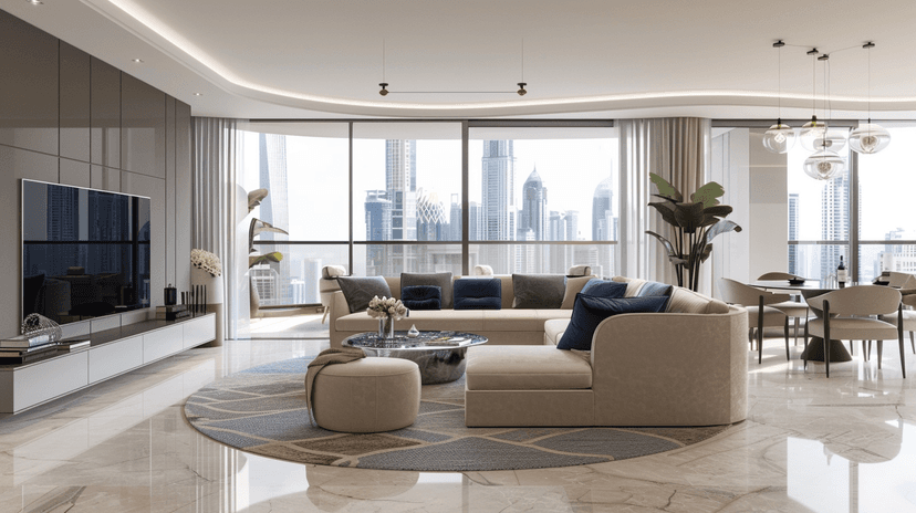 Emaar Address Harbour Point Living Dining Interior Design Dubai Creek Harbour