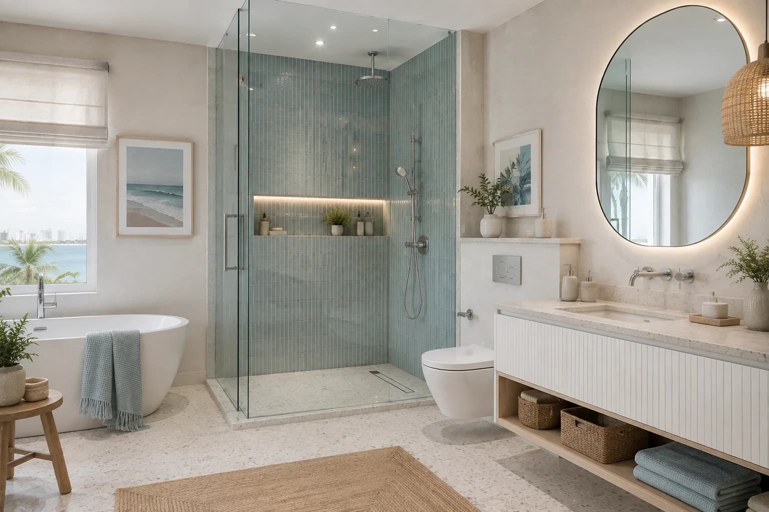 Contemporary family bathroom renovation in a Dubai villa