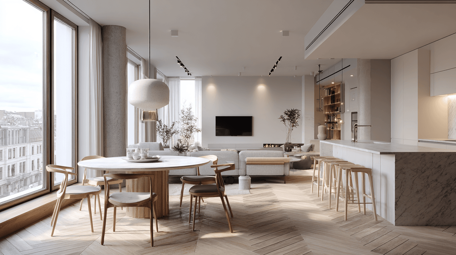 interior of a modern open-plan luxury apartment