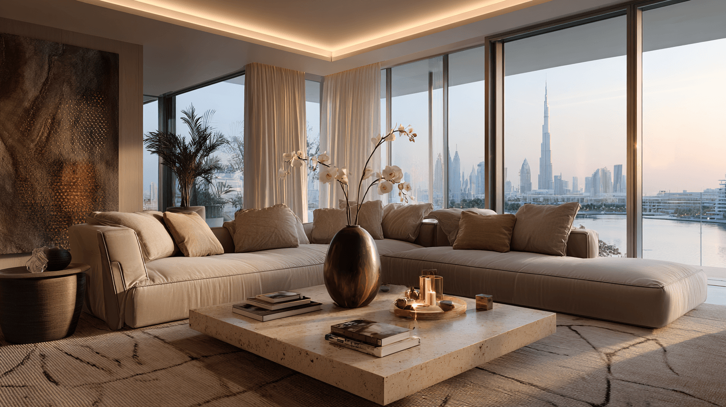 living room in Dubai creek harbour