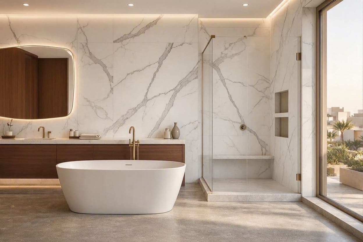 Luxury bathroom renovation in a contemporary Dubai villa