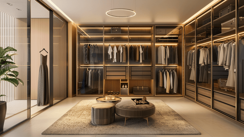 walk in closet of apartment Interior in Dubai Silicon oasis