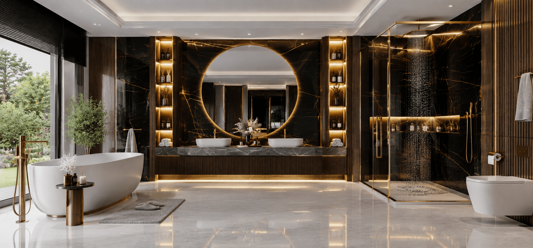 Luxury villa bathroom interior design in Dubai