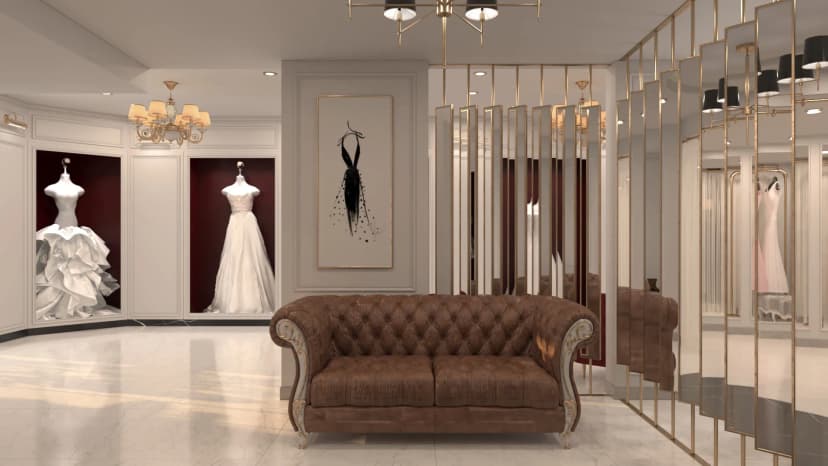 Elegant villa living room with ambient lighting