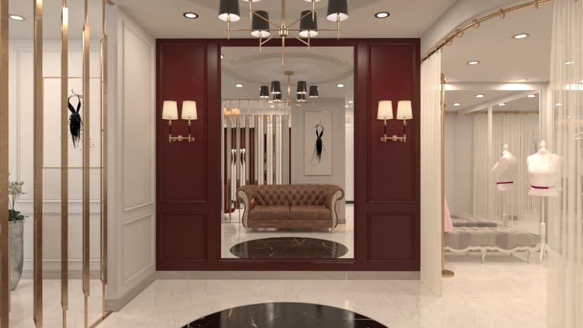 Elegant villa living room with ambient lighting
