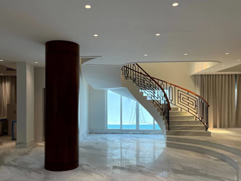 Elegant villa living room with ambient lighting