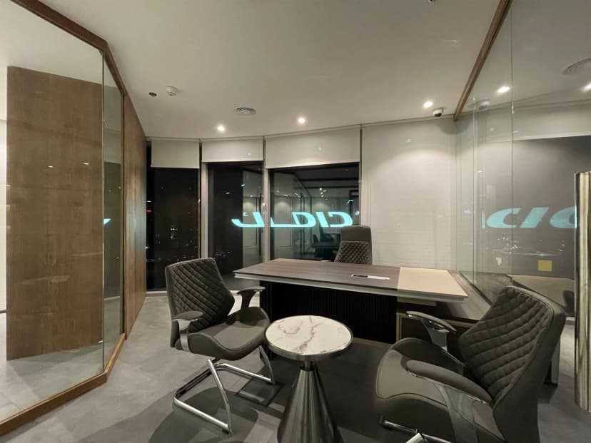 Modern kitchen design with marble countertops