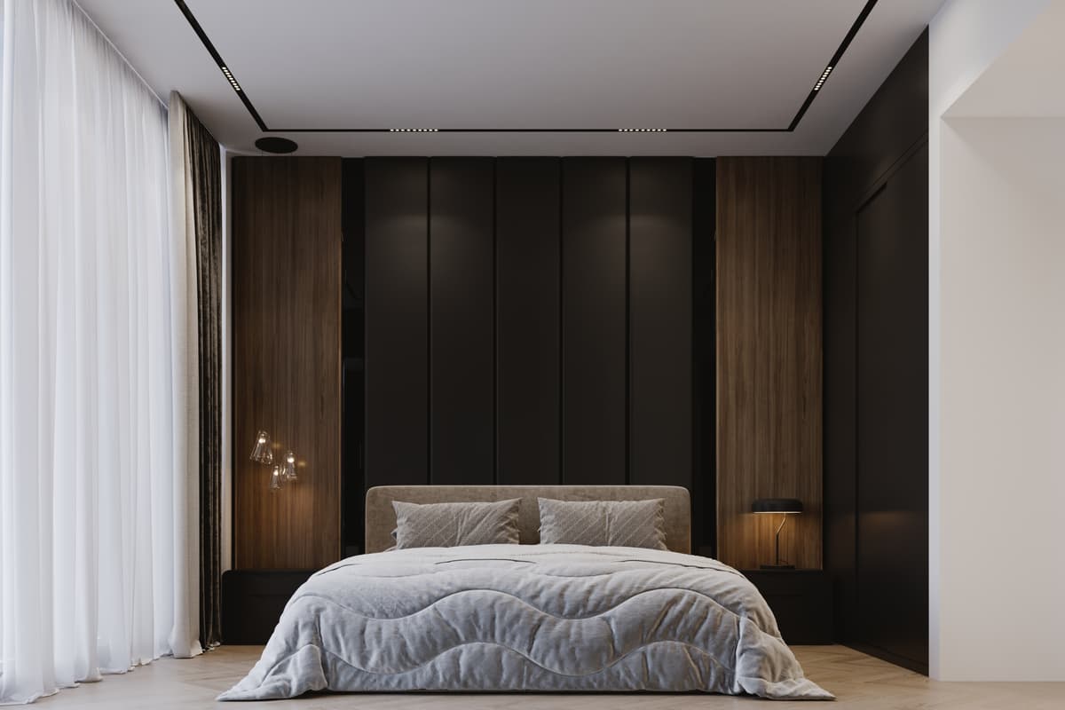 Elegant blue bedroom interior