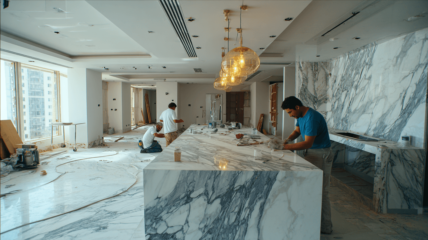 mid-renovation interior shot of a Dubai apartment