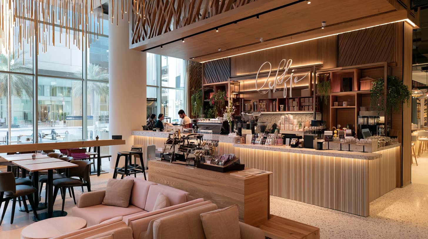 Modern coffee shop interior in Dubai