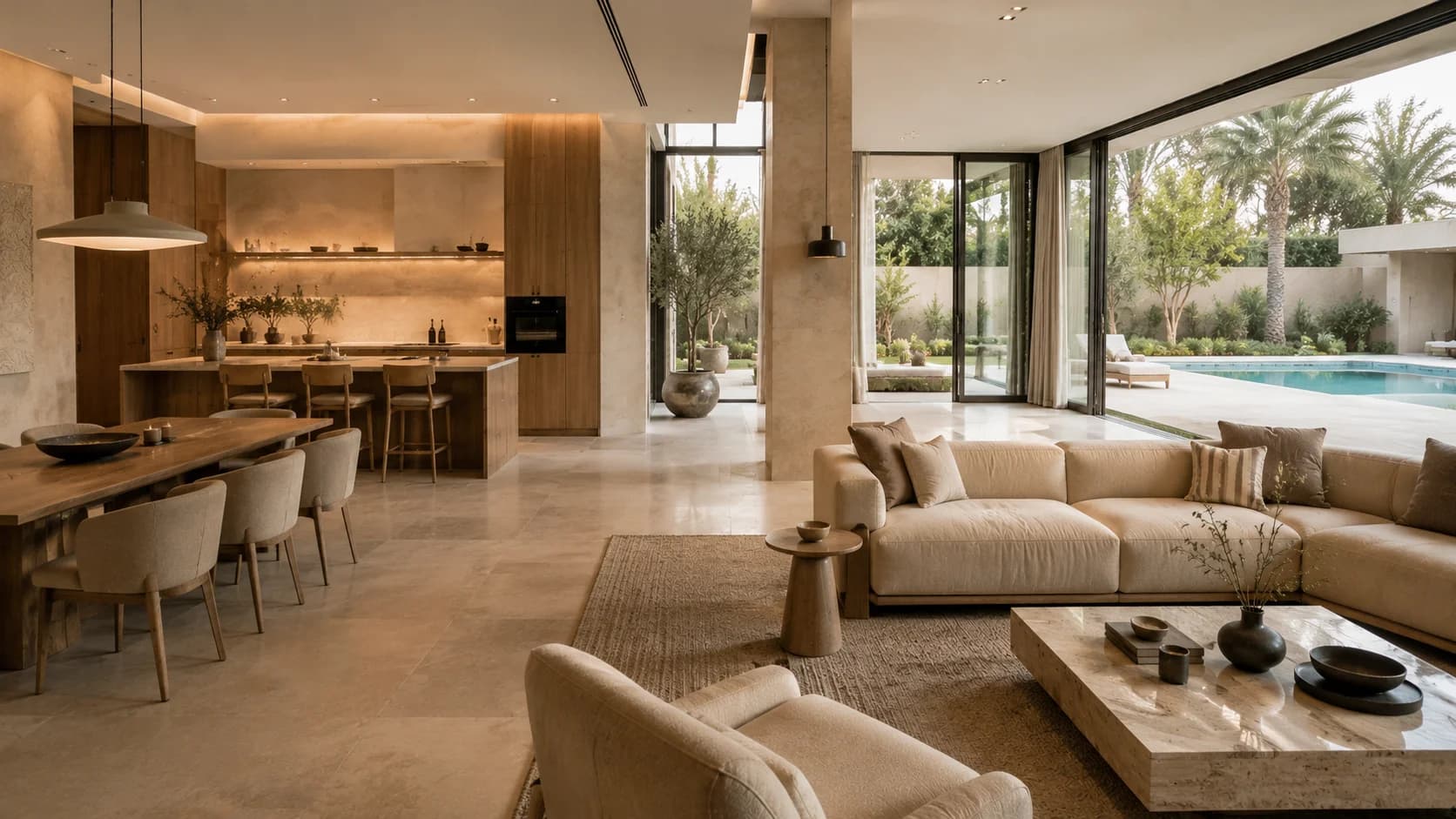 Modern open-plan interior of a luxury Jumeirah villa