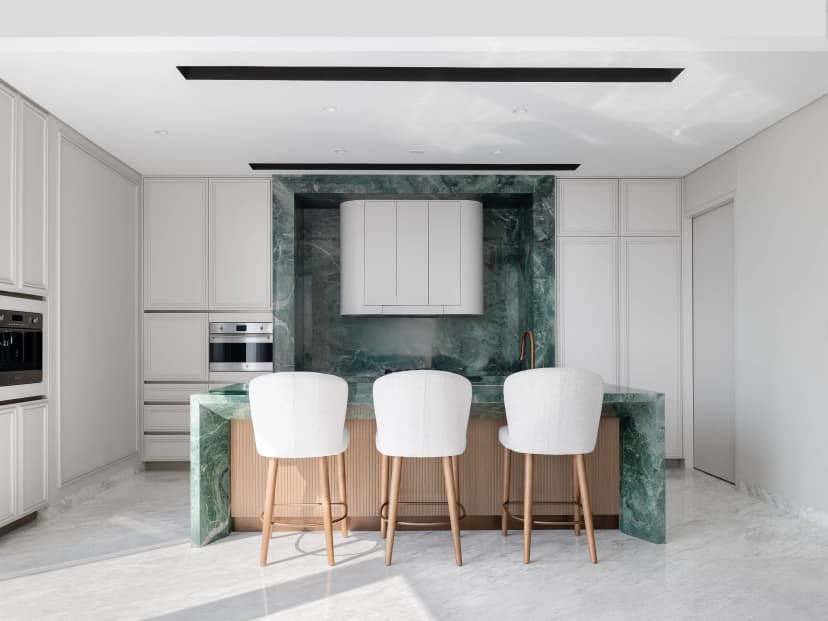 Elegant villa living room with ambient lighting