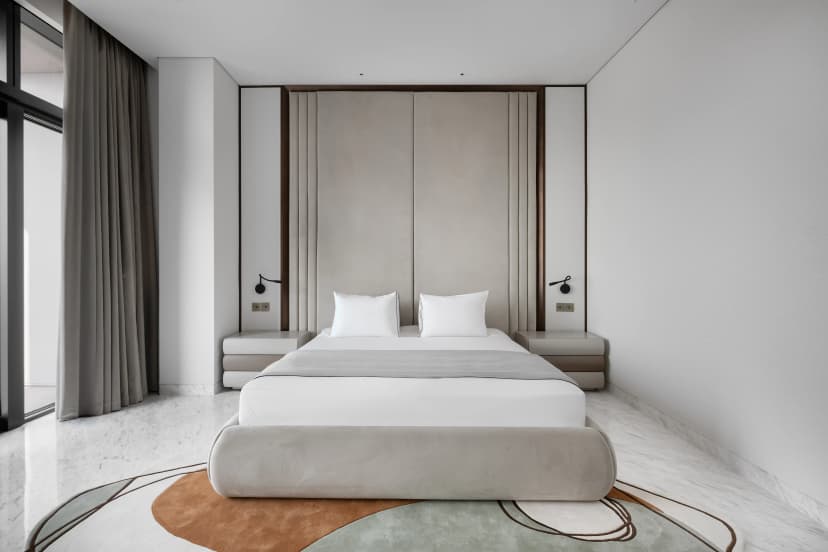 Elegant villa living room with ambient lighting