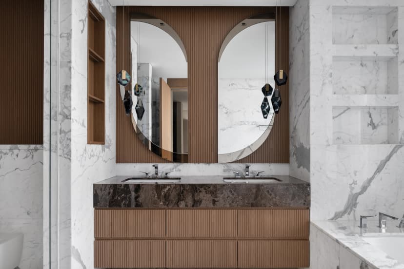 Elegant villa living room with ambient lighting