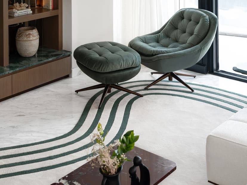 Elegant villa living room with ambient lighting