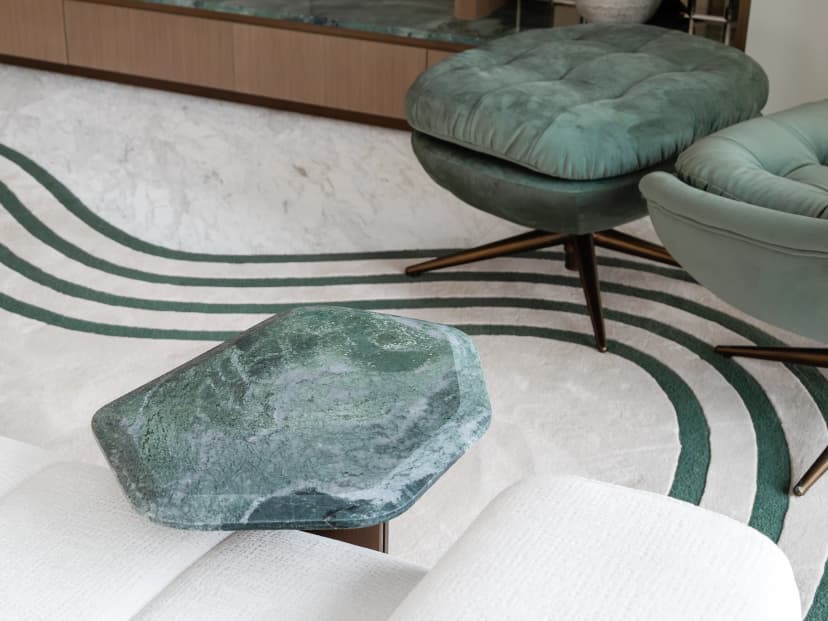 Elegant villa living room with ambient lighting