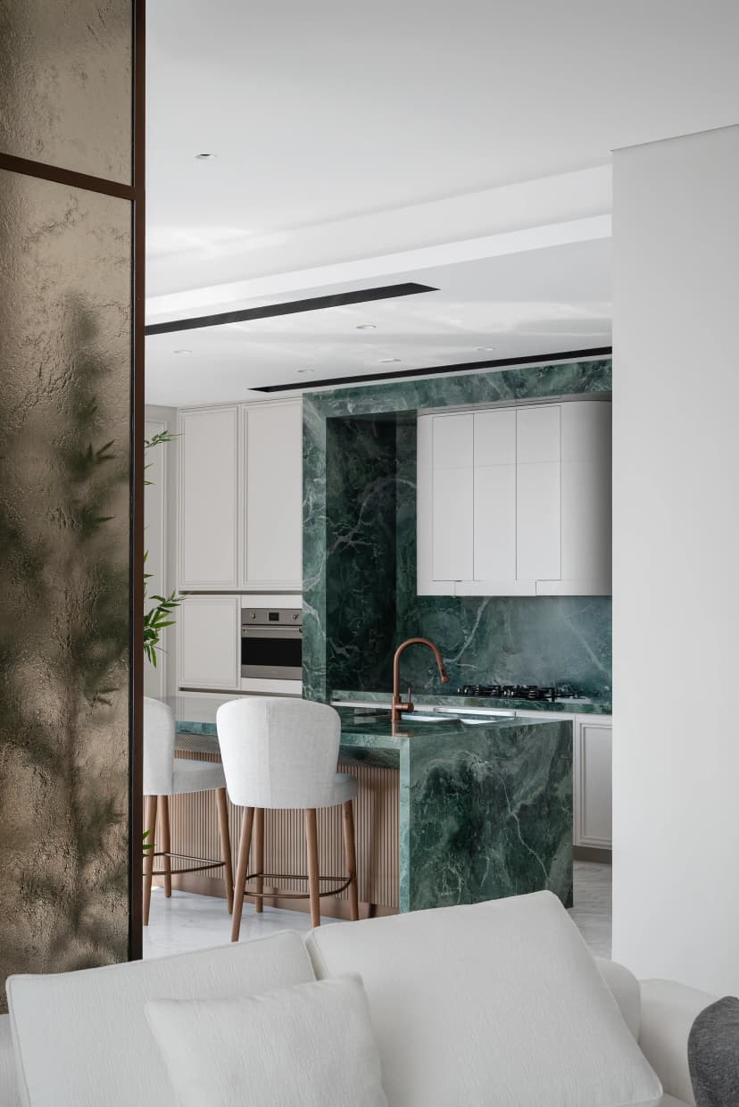 Master bathroom with marble finishes